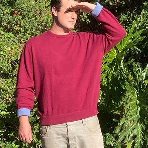 GREYSON Sweater Cashmere Crew Neck Activewear Burgundy New